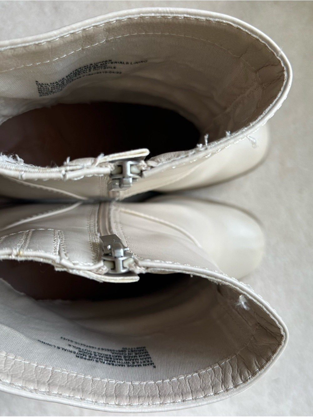 Women’s Cream Block Heel Ankle Boots - Picture 5 of 5